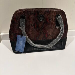 Simply Vera Wang Elegant Brown and Black Snake Skin Women's Handbag/Satchel/Tote